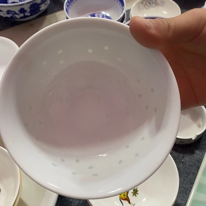 摆件景德镇陶瓷纯白玲珑5寸米饭碗