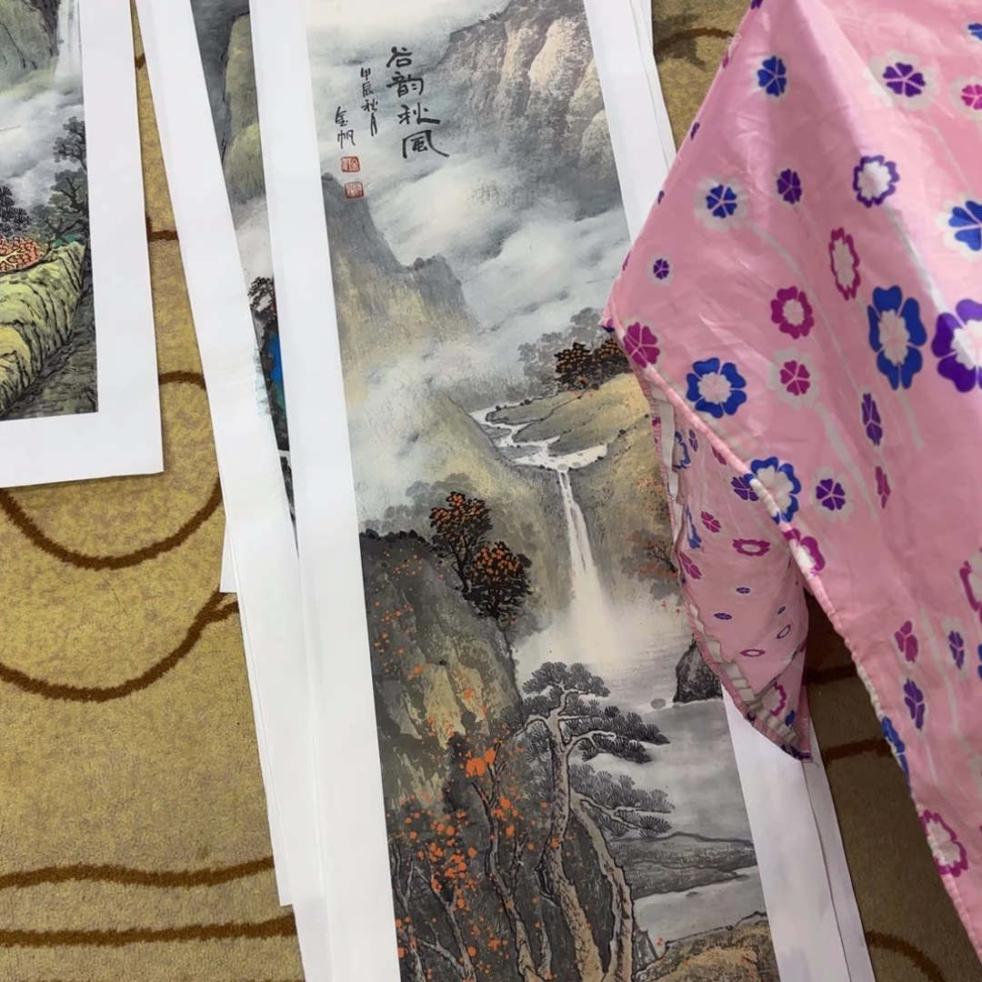 国画高**氧金帆四尺对开童