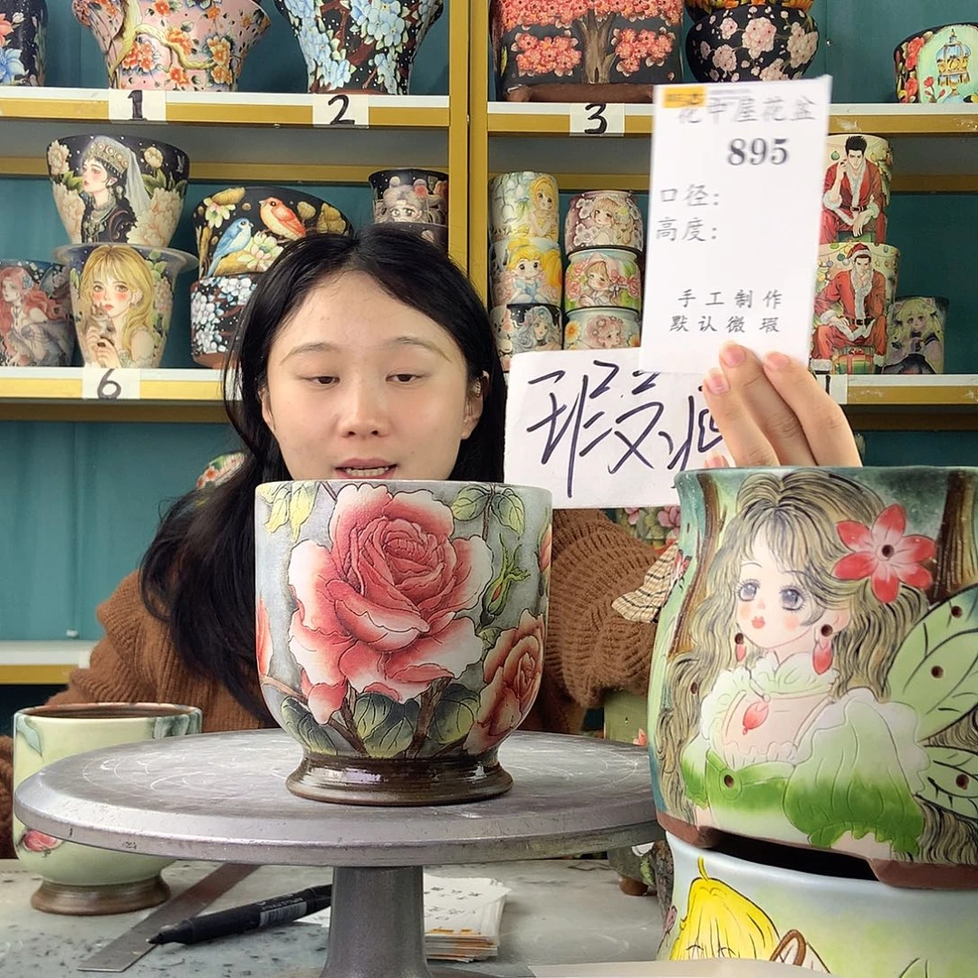 陶景德镇手工花盆895