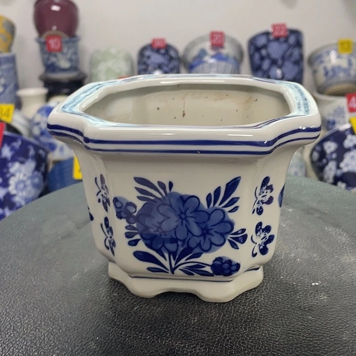 老青花四方小盆盆