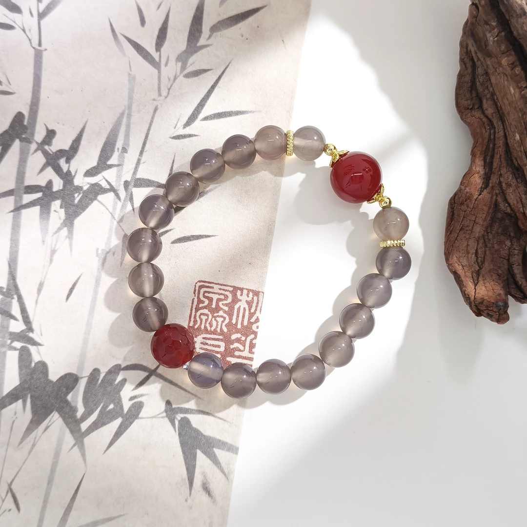 WJY-002432【赤紫赤红】玛瑙 设计女款手链