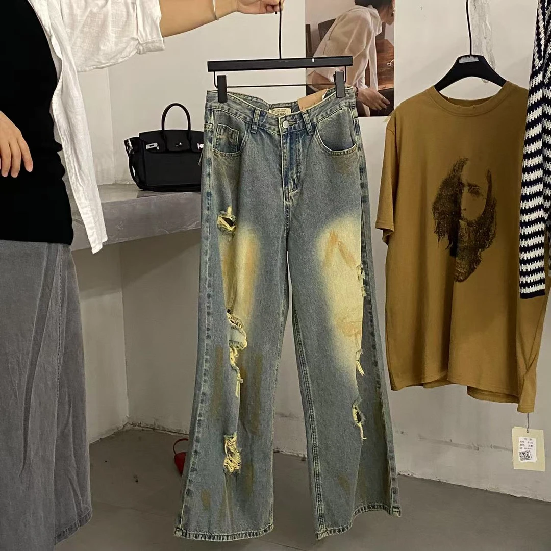 【ARONG阿荣家】破洞牛仔裤50038-复古蓝-L-XL