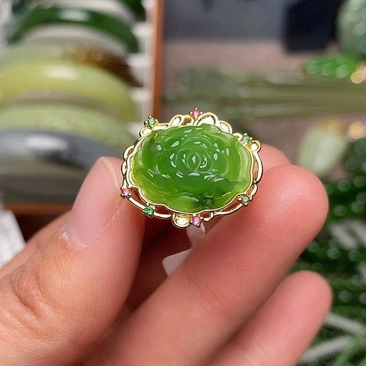 和田玉银S925镶嵌戒指