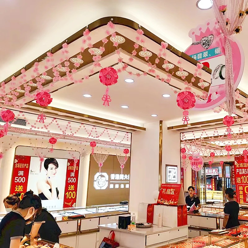 元旦挂件门店面珠宝店装饰布置吊顶挂饰商场金店开业吊饰花条花球