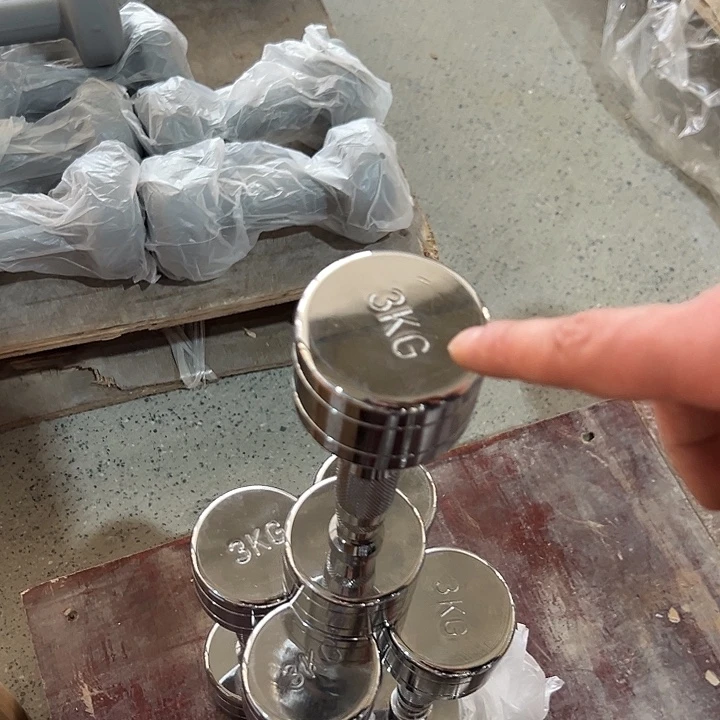 全新电镀纯钢哑铃3公斤一对