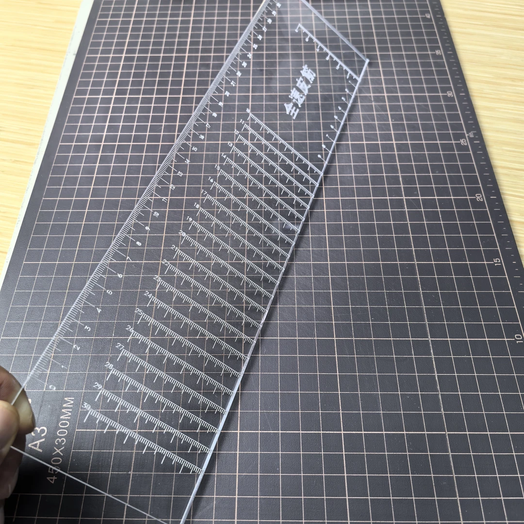 亚克力透明万能锥度尺切扁皮筋尺加厚切割工具