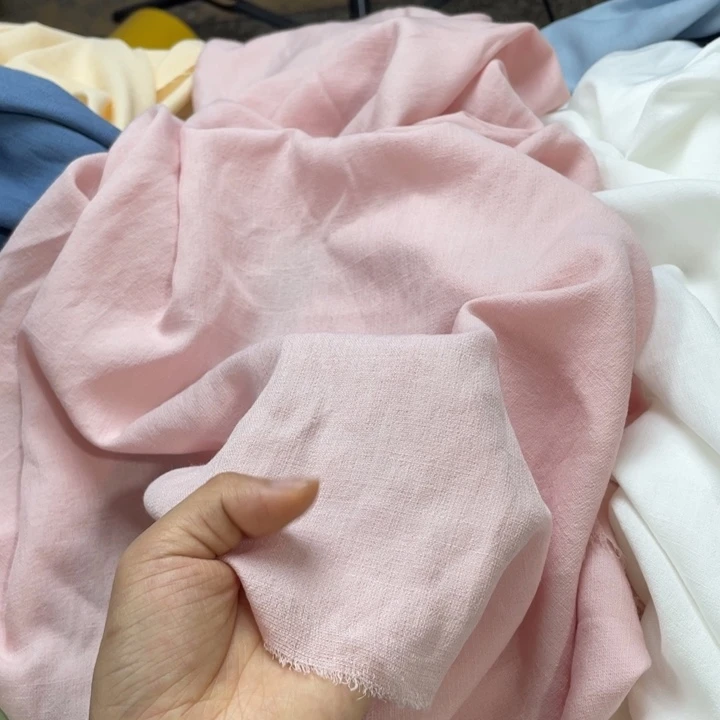 天丝（莱赛尔纤维）浅粉色竹节麻2米