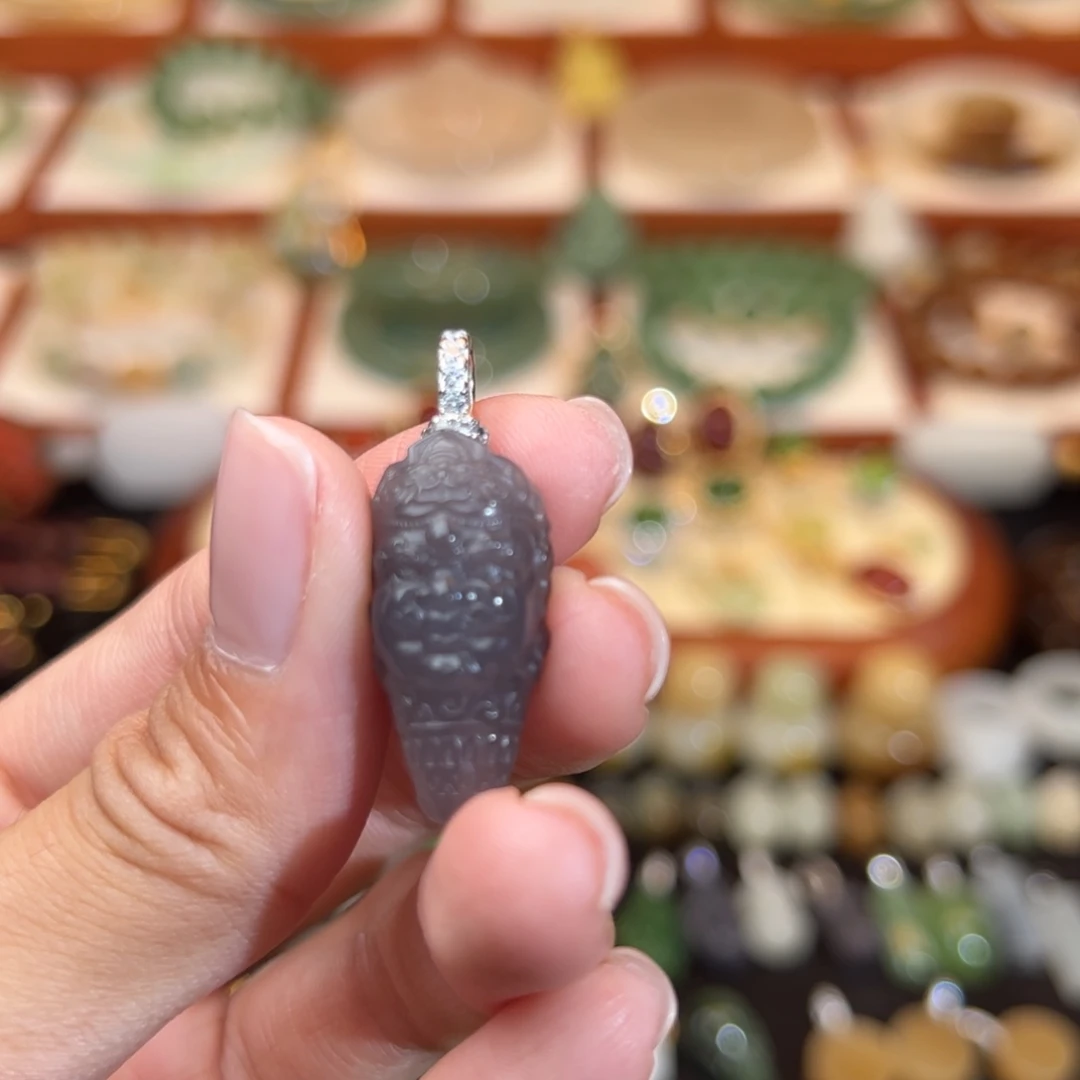 和田玉银S925镶嵌挂件
