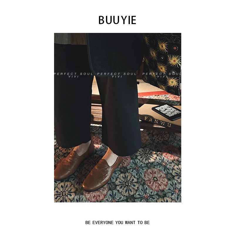 BUUYIE 25SS【步霁】新款复古做旧一脚蹬皮鞋 250251