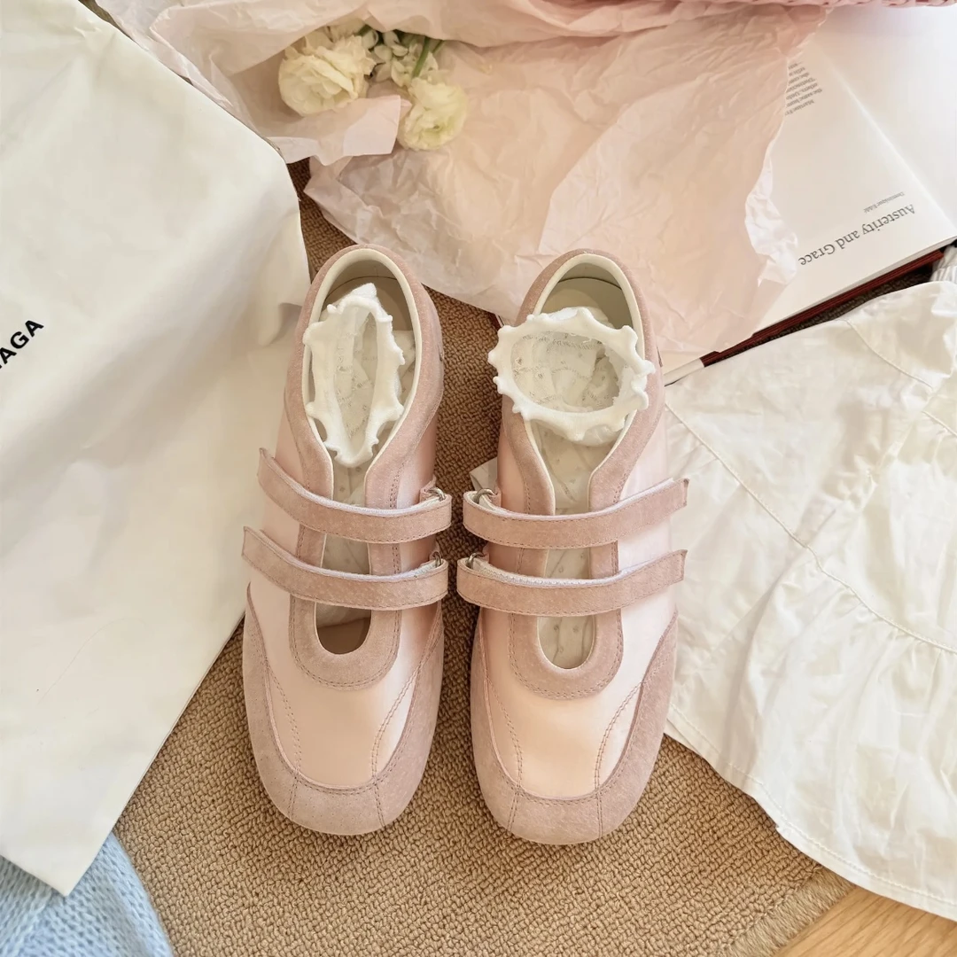 2025年新款法式复古圆头魔术贴芭蕾舞鞋女平底单鞋玛丽珍鞋女