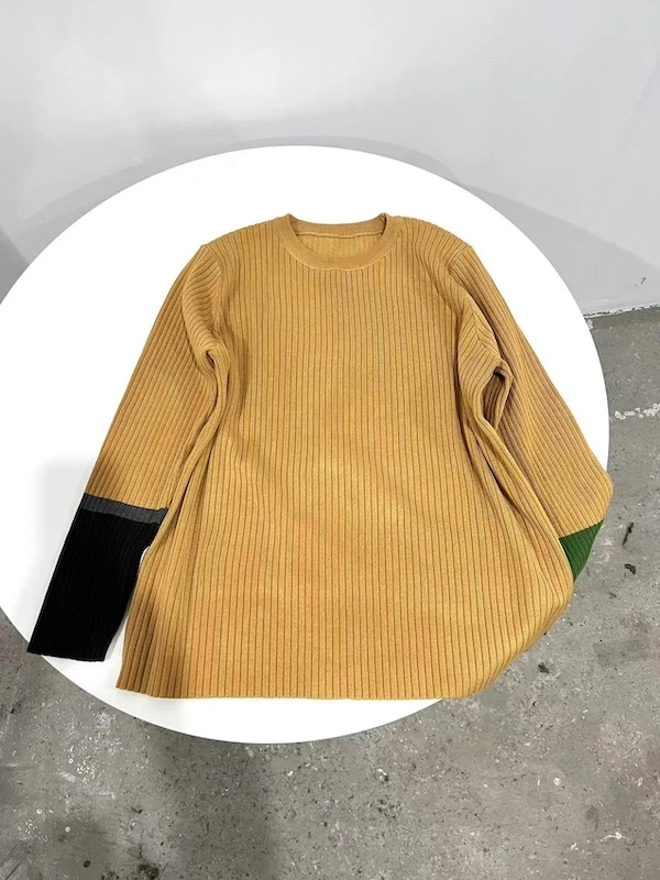 [杨英家]拼色针织衫坑条阔版休闲时尚百搭上衣779