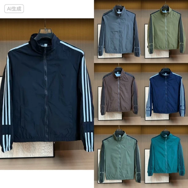 8176春季新款立领刺绣织带百搭时尚夹克外套