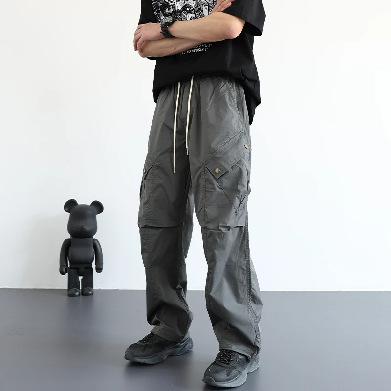 SYBBZ宽松垂感男士休闲裤美式工装潮牌直筒伞兵裤男户外百搭长裤