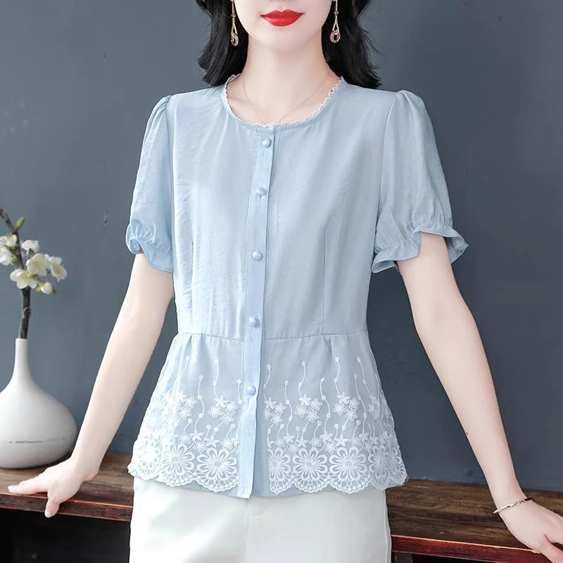 法式时尚短袖衫女士夏装新款别致气质小衫洋气短款上衣