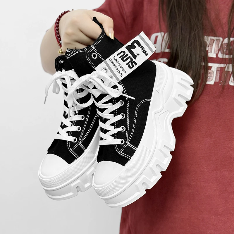 男士2025夏季新款透气高帮帆布鞋子潮流百搭增高板鞋学生休闲潮鞋