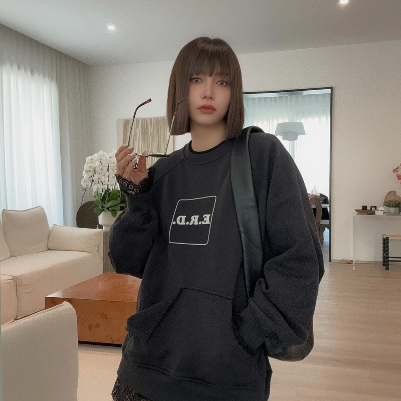 【rarer rarer】美式复古方框字母休闲卫衣 2501030