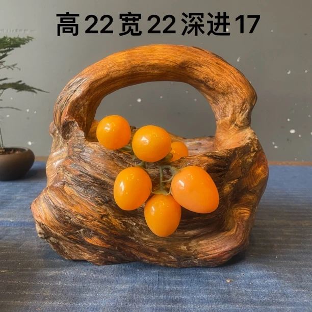 松香木 风化脱骨 手工大花篮 果篮 原木南方松创意摆件收纳
