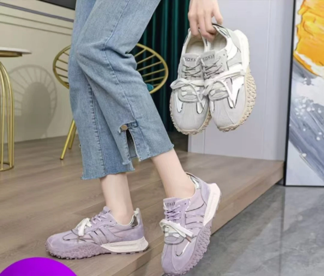 801-168大码女鞋真皮阿甘鞋时尚百搭潮流ins风舒适透气休闲鞋春季