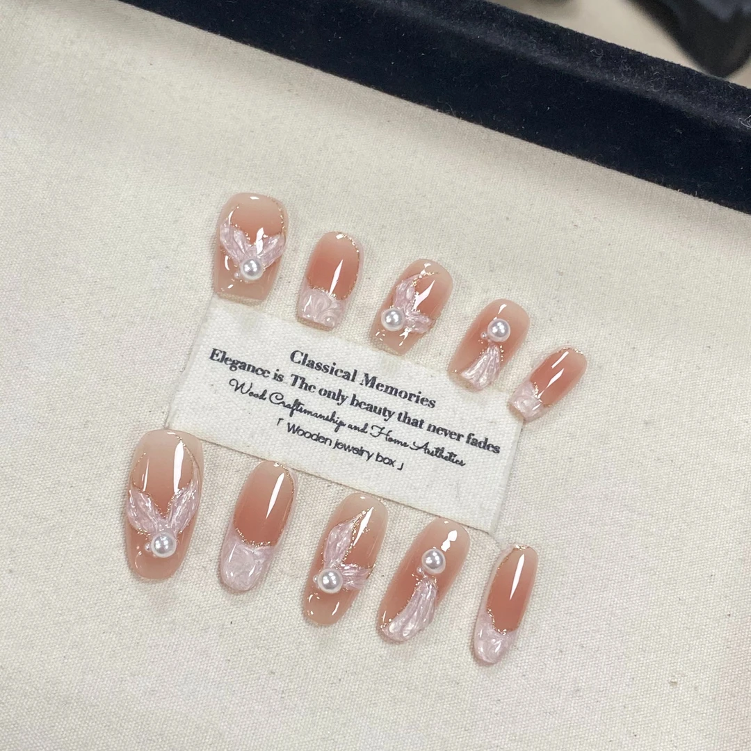 夏日显白中长款高级感【人鱼裙摆】纯手工穿戴甲美甲（送工具包）