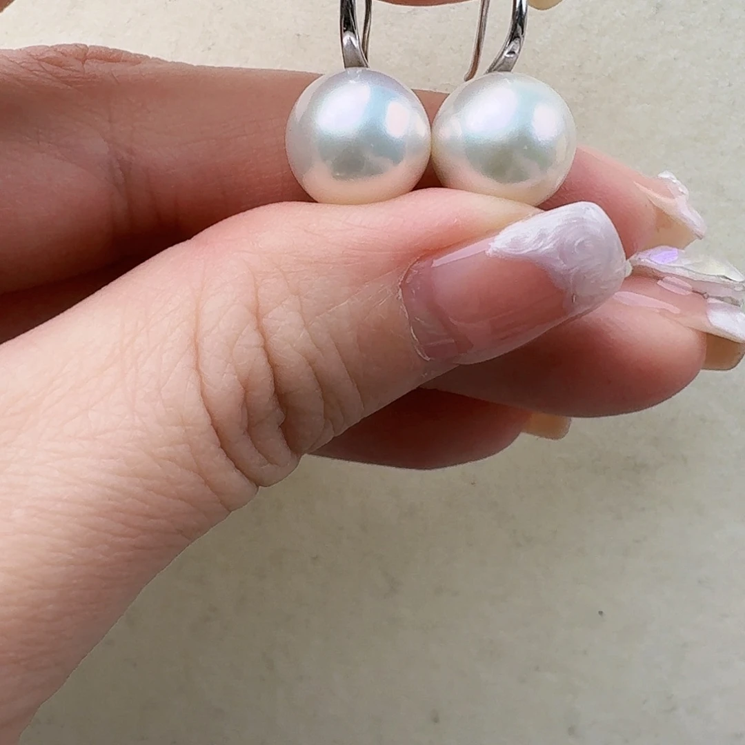 淡水珍珠耳饰银S925镶嵌见*漪
