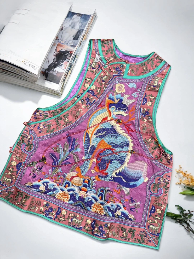 5089《麒麟旗袍》重工国服百万针刺百搭宽松旗袍网红