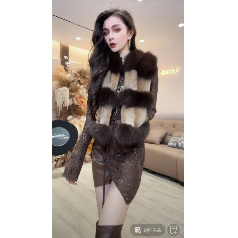 【YING FASHION】莹老板-时尚气质水貂银狐马甲皮草 8020963 4479