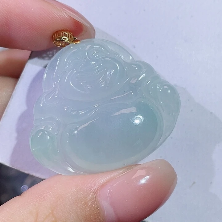 颈饰18K金镶嵌翡翠佛公