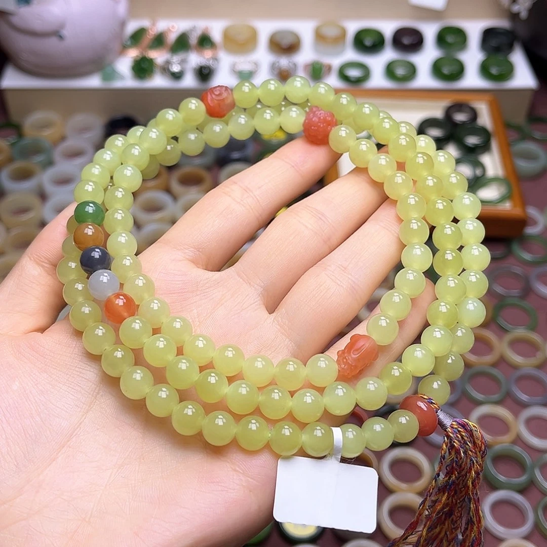 和田玉戒指未镶嵌卡8黄口毛衣链