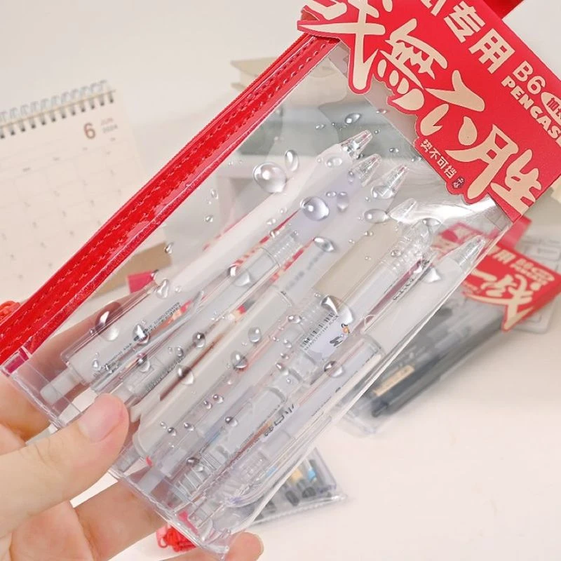 防水便宜中国风透明考试专用笔袋7835