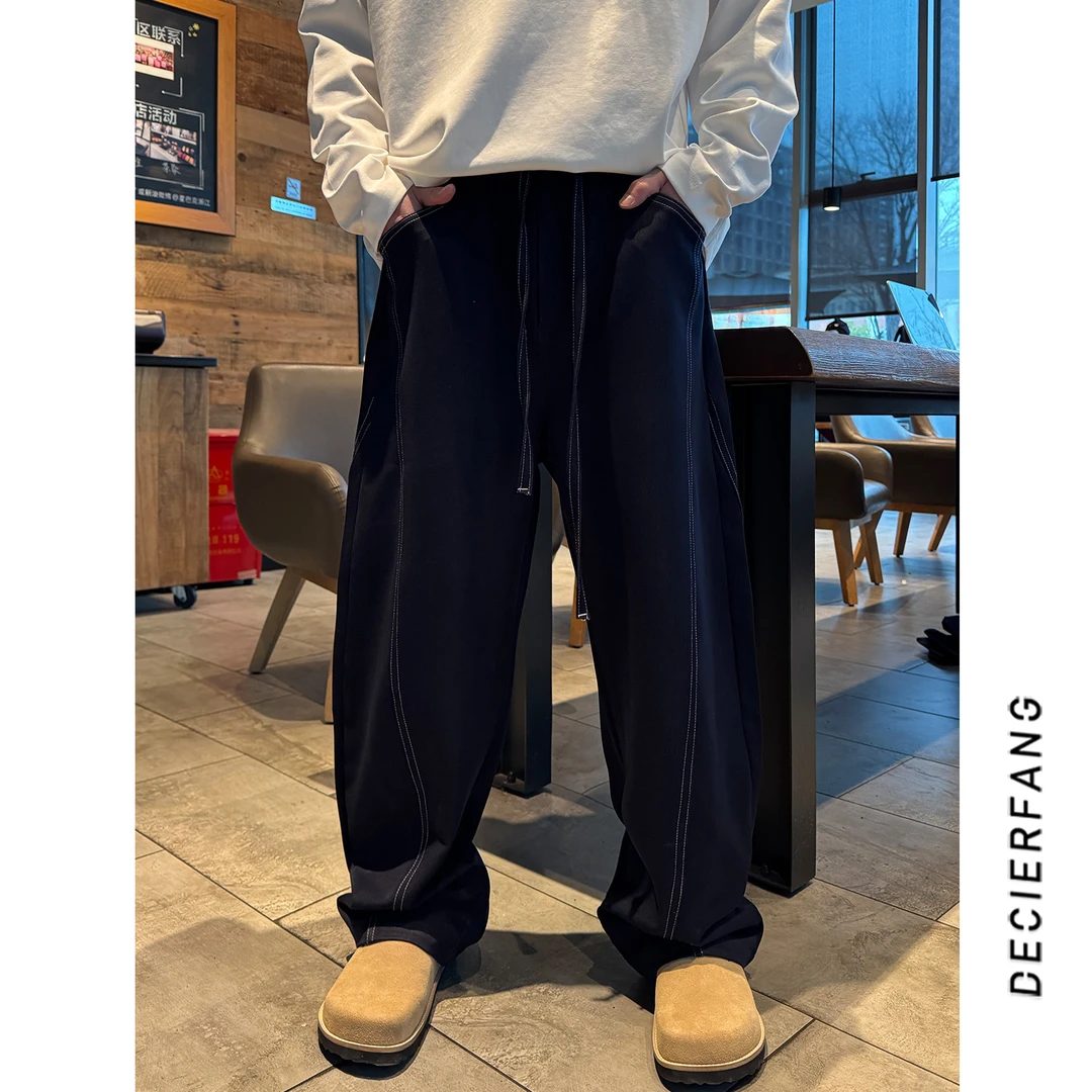 DF早春新款机能风【定制阳离子】高街宽松潮流弯刀裤休闲长裤男