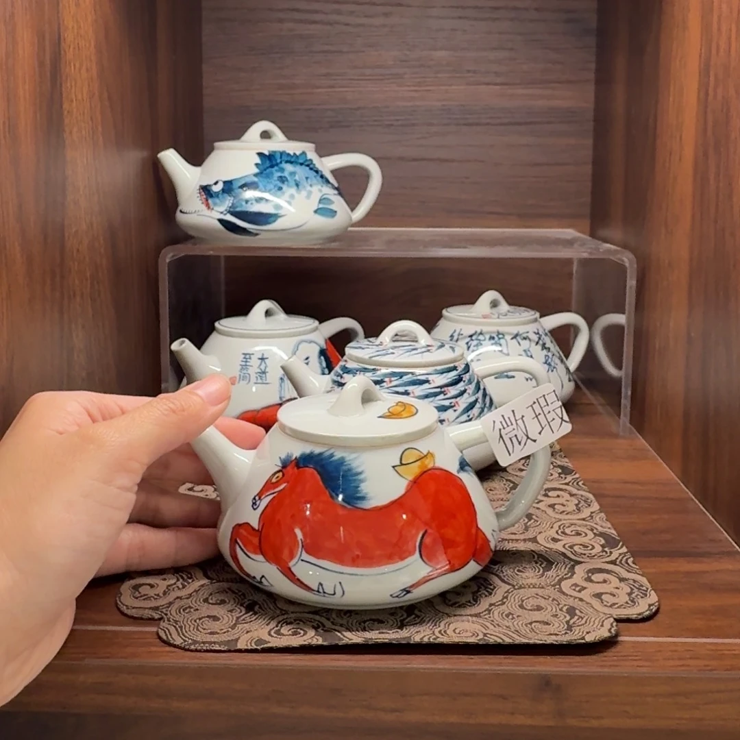 釉下手绘茶具微瑕