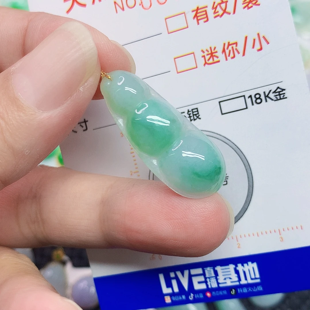 翡翠18K金镶嵌颈饰豆子