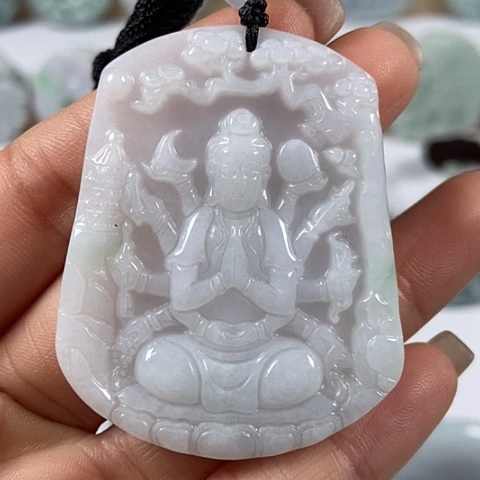 翡翠颈饰未镶嵌千手观音有棉线福利
