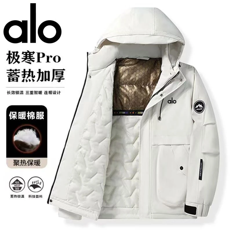 ALO秋冬季棉衣外套男加棉加厚保暖新款石墨烯工装连帽棉袄棉服