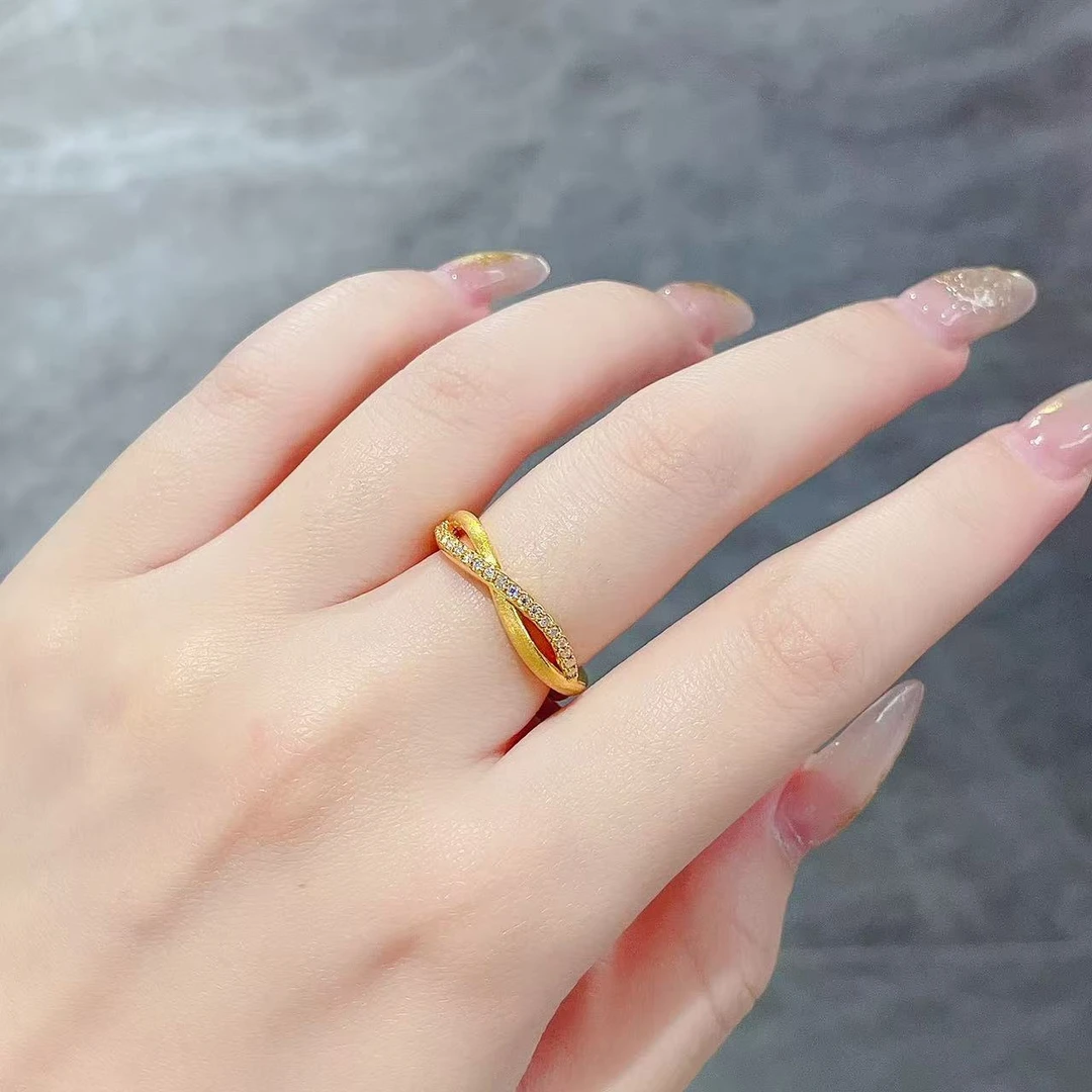 足金999 黄金首饰  5D镶嵌莫桑067戒指