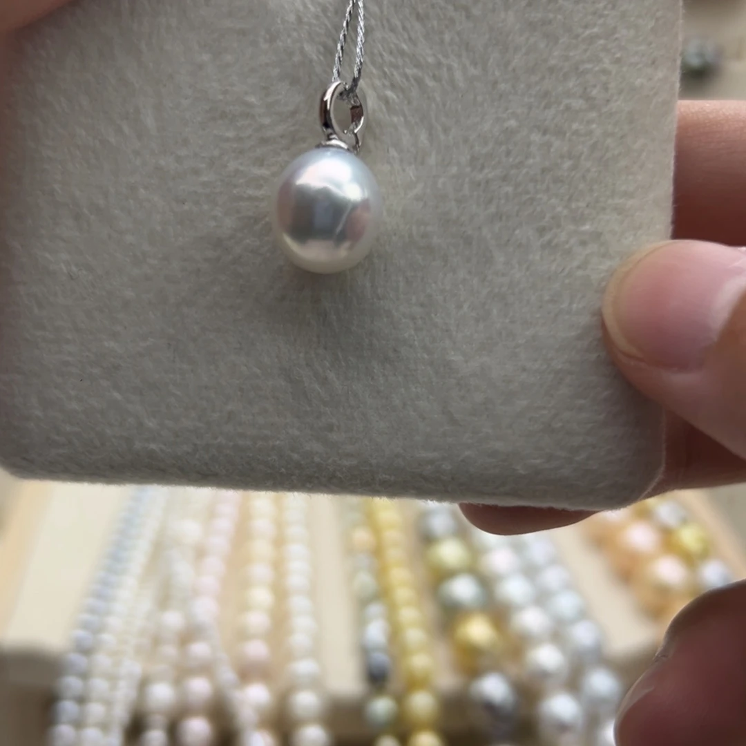 吊坠(不含链)银S925镶嵌海水珍珠10.4mm澳白万能扣