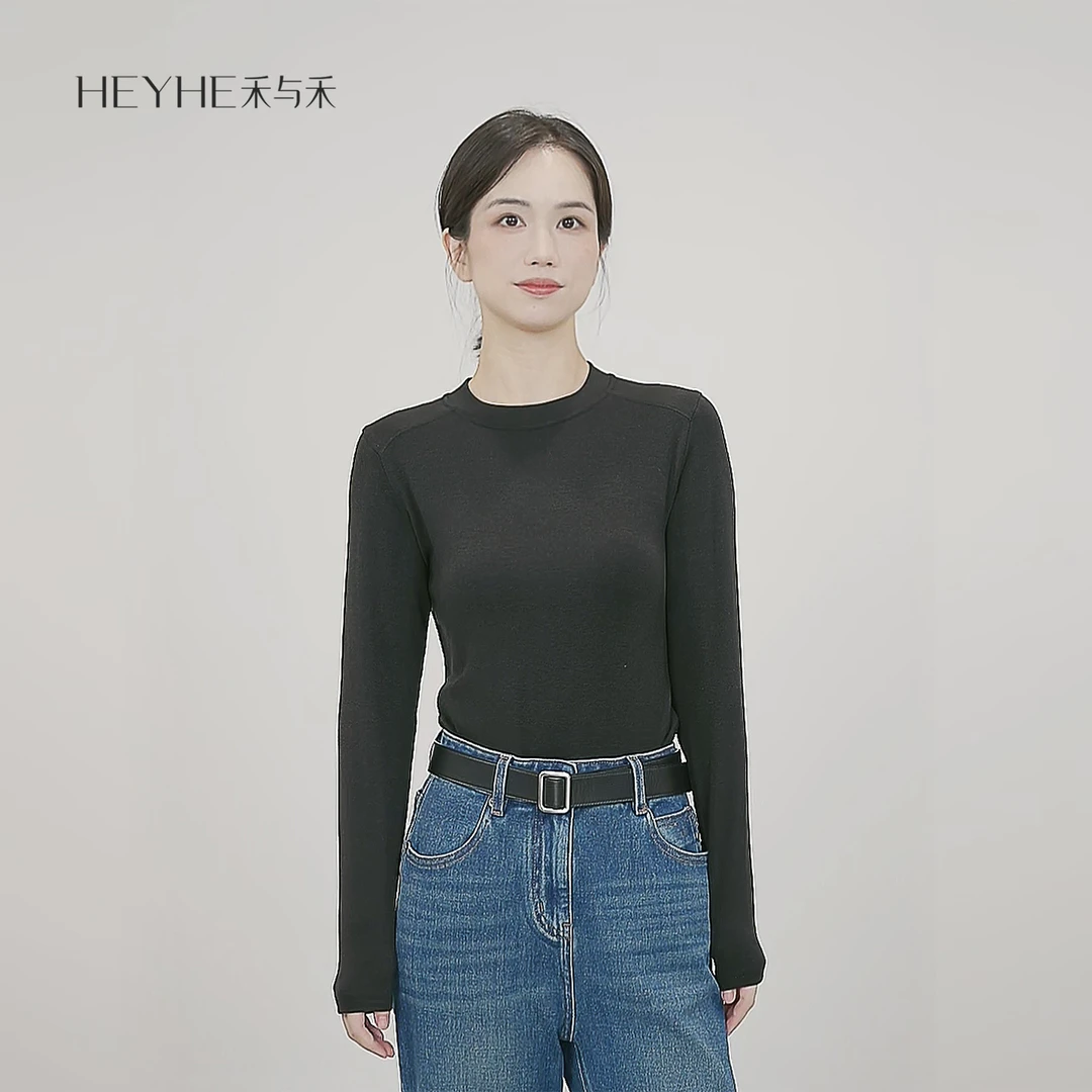 小禾【皮肤衣】秋季莱赛尔半高领修身显瘦薄款内搭T恤针织衫长袖