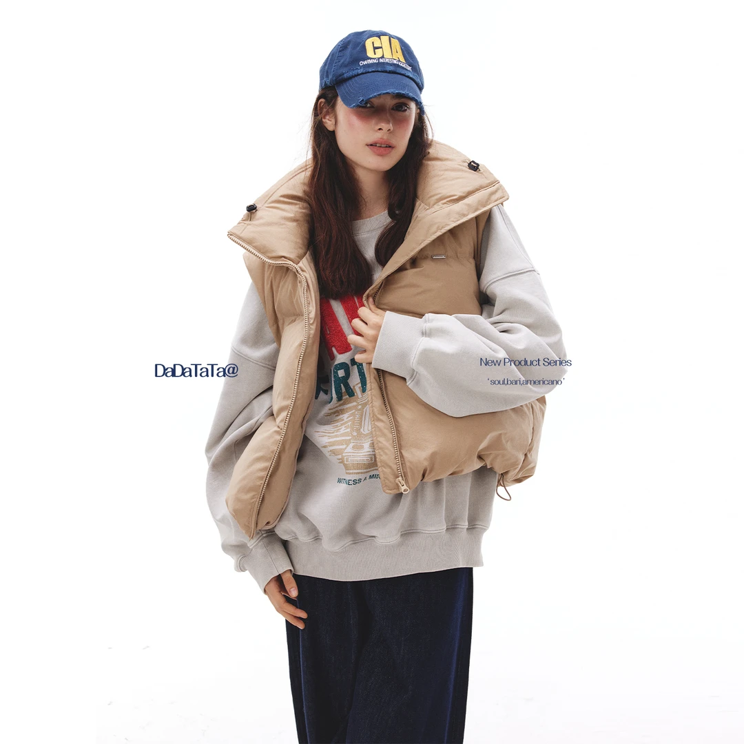 DADATATA晶咕白标【天才叠搭】抽绳短款时尚休闲宽松秋冬拼接百搭