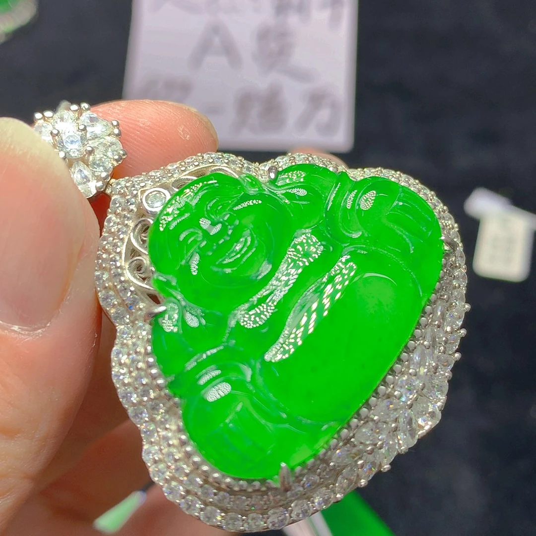 颈饰银S925镶嵌翡翠