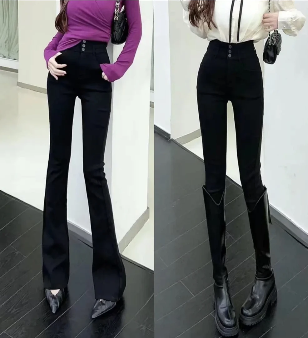 《一裤搭所有》万能百搭收腰腿精小黑裤(微喇裤长103,小脚裤长94)