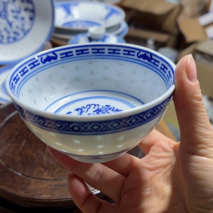 碗青花玲珑4.5寸 ，小饭碗，小饭碗