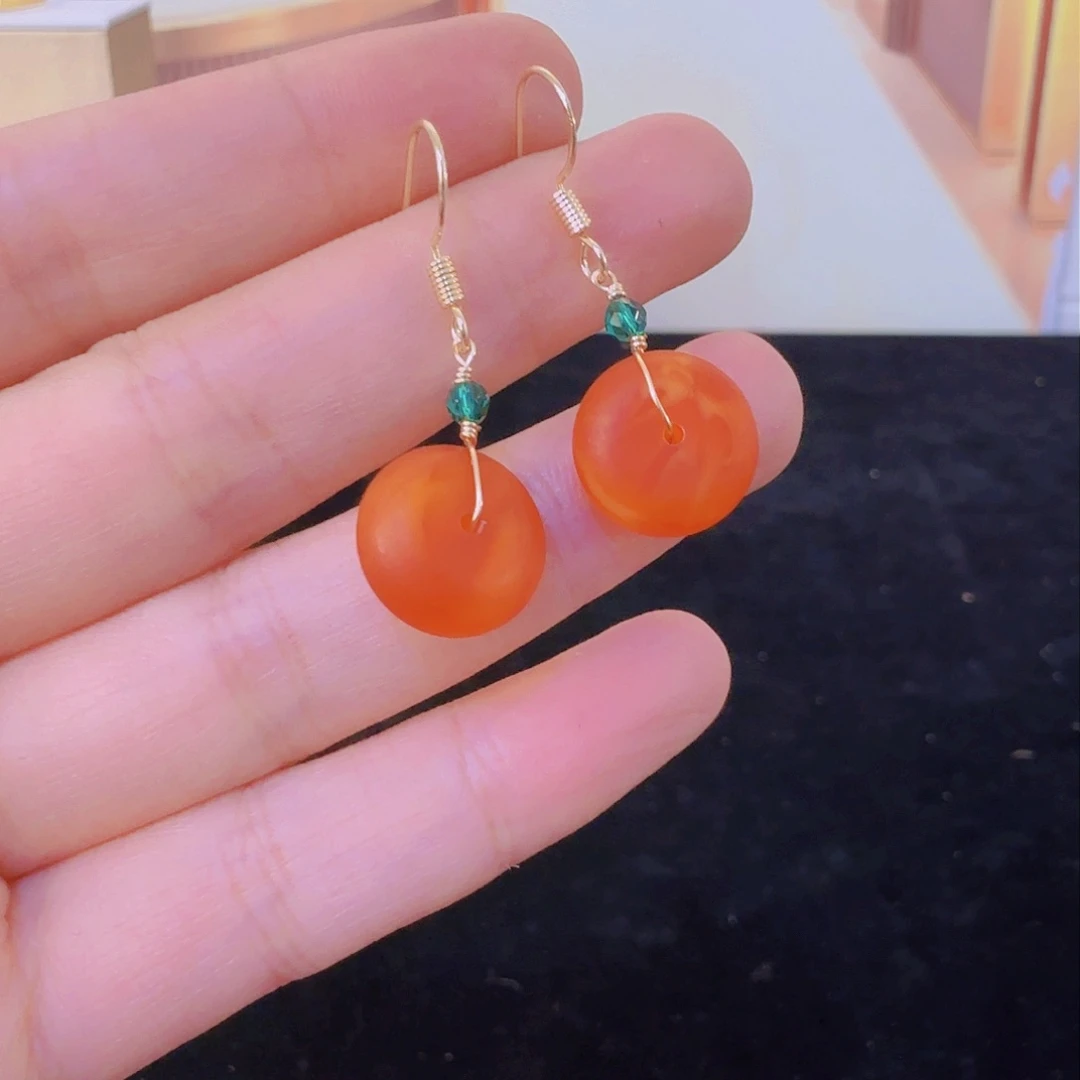 玛瑙/玉髓耳钉银S925镶嵌201