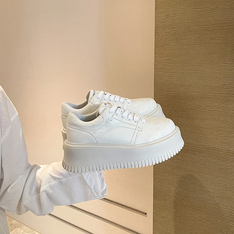 增高6cm厚底真皮小白鞋擦色做旧脏脏鞋新款休闲板鞋CQ-B8012