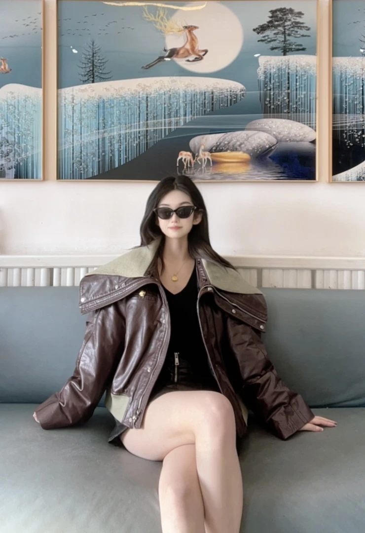 23646皮衣海军领洋气款