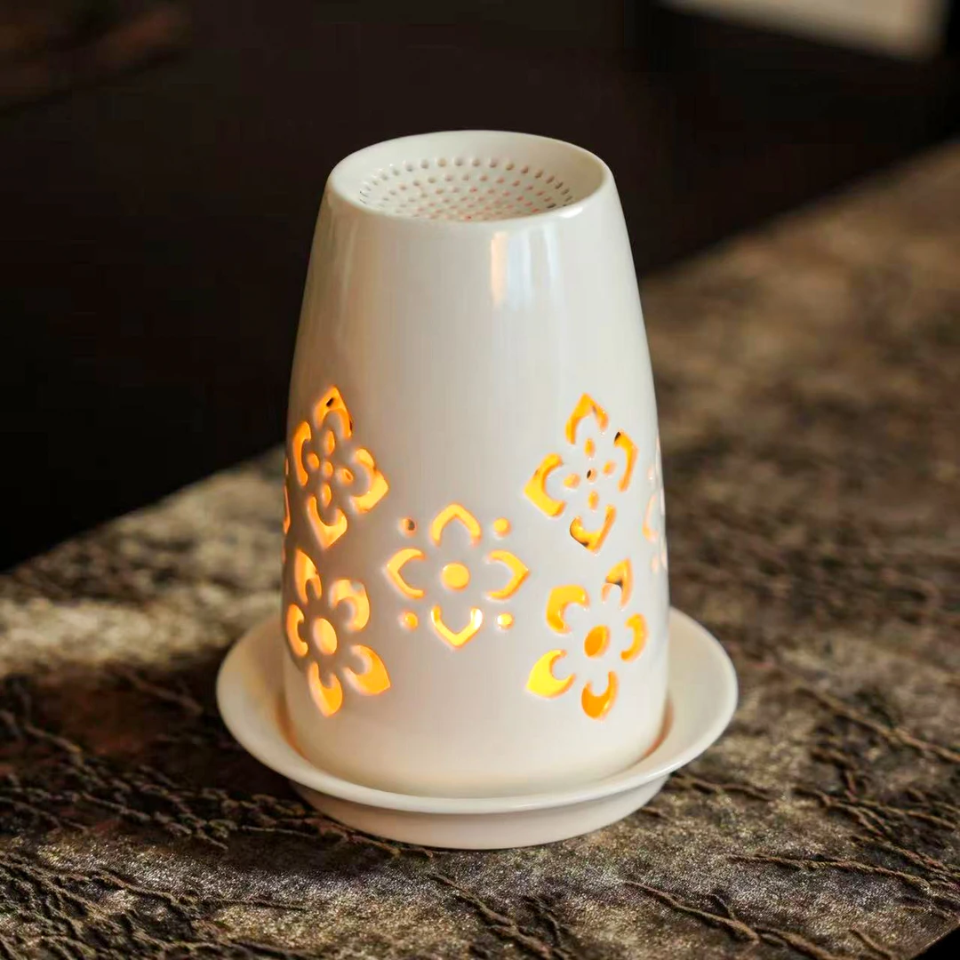 【五福经典】白色陶瓷熏香炉