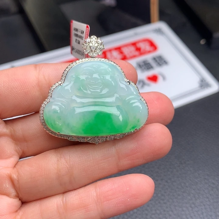 吊坠(不含链)18K金镶嵌翡翠