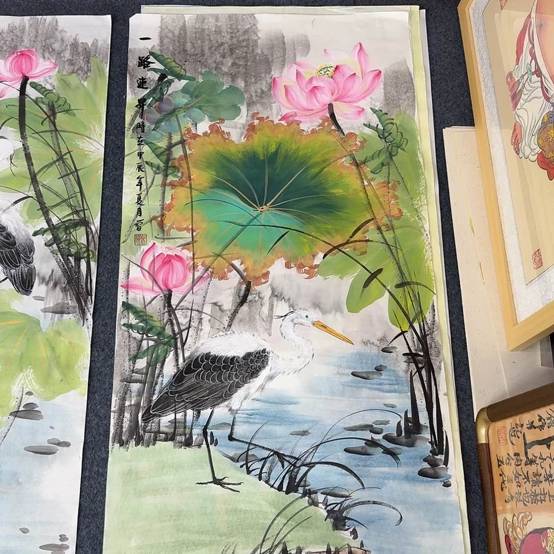国画三尺尺寸50X100纯手绘作品