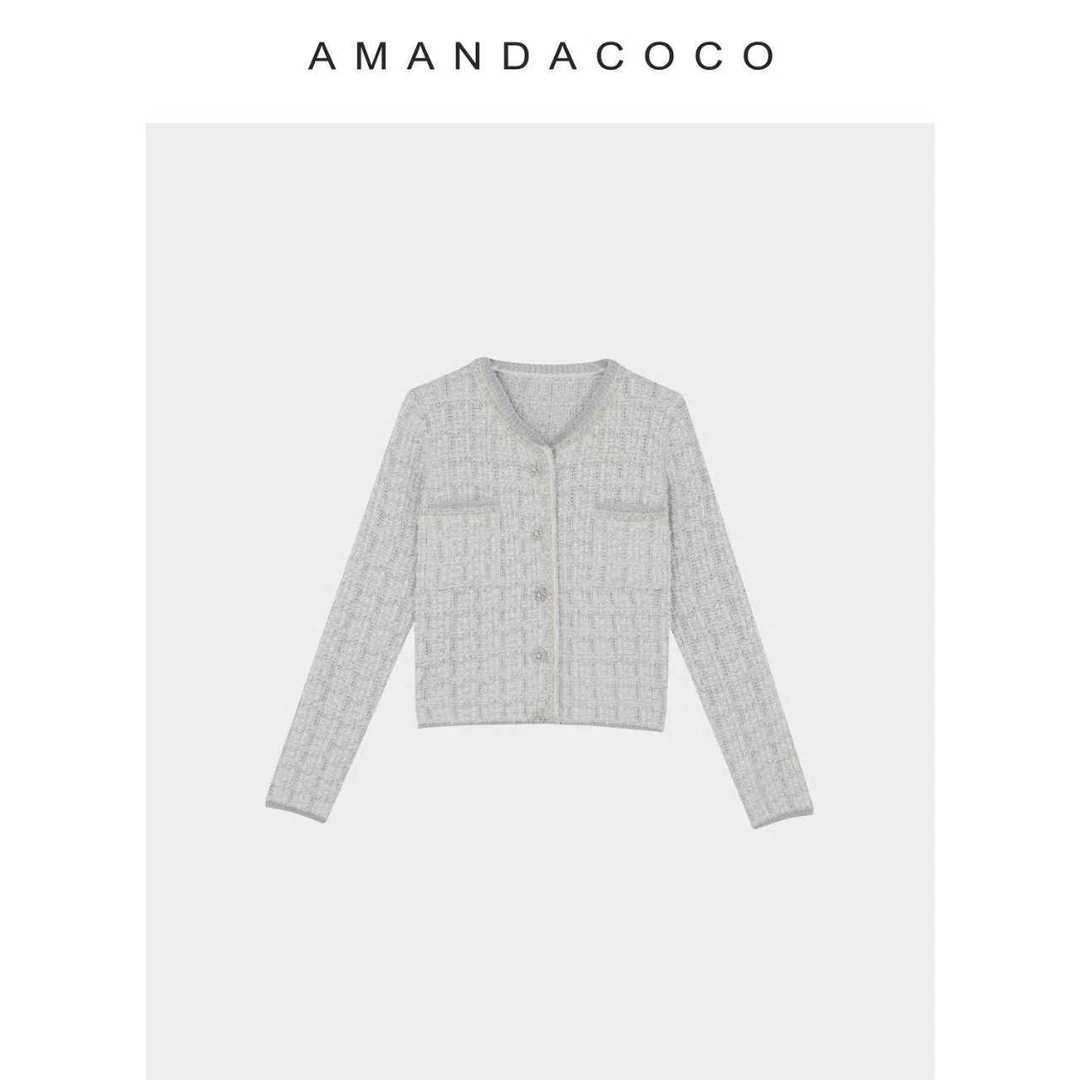 星甜物语～25秋季高定重工手工钉珠精致小香风针织衫