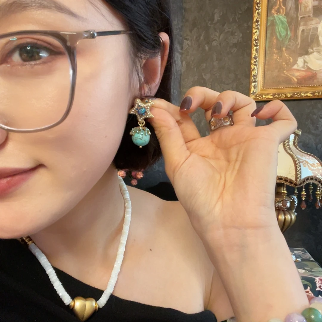 黄铜925银琉璃耳钉