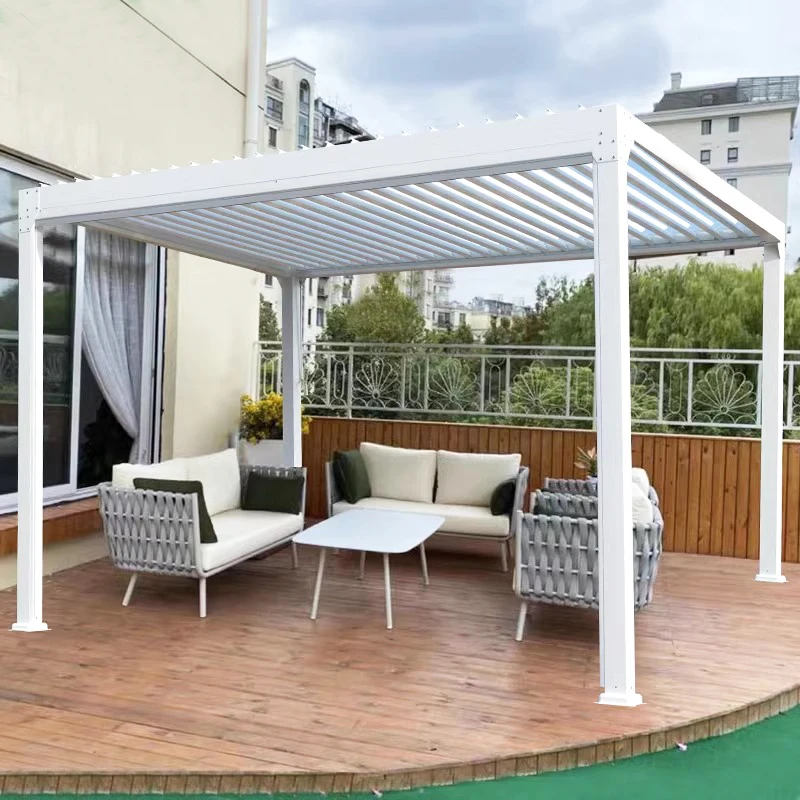 凉亭户外庭院新中式铝合金手动阳光棚花园室外百叶棚民宿休闲亭子